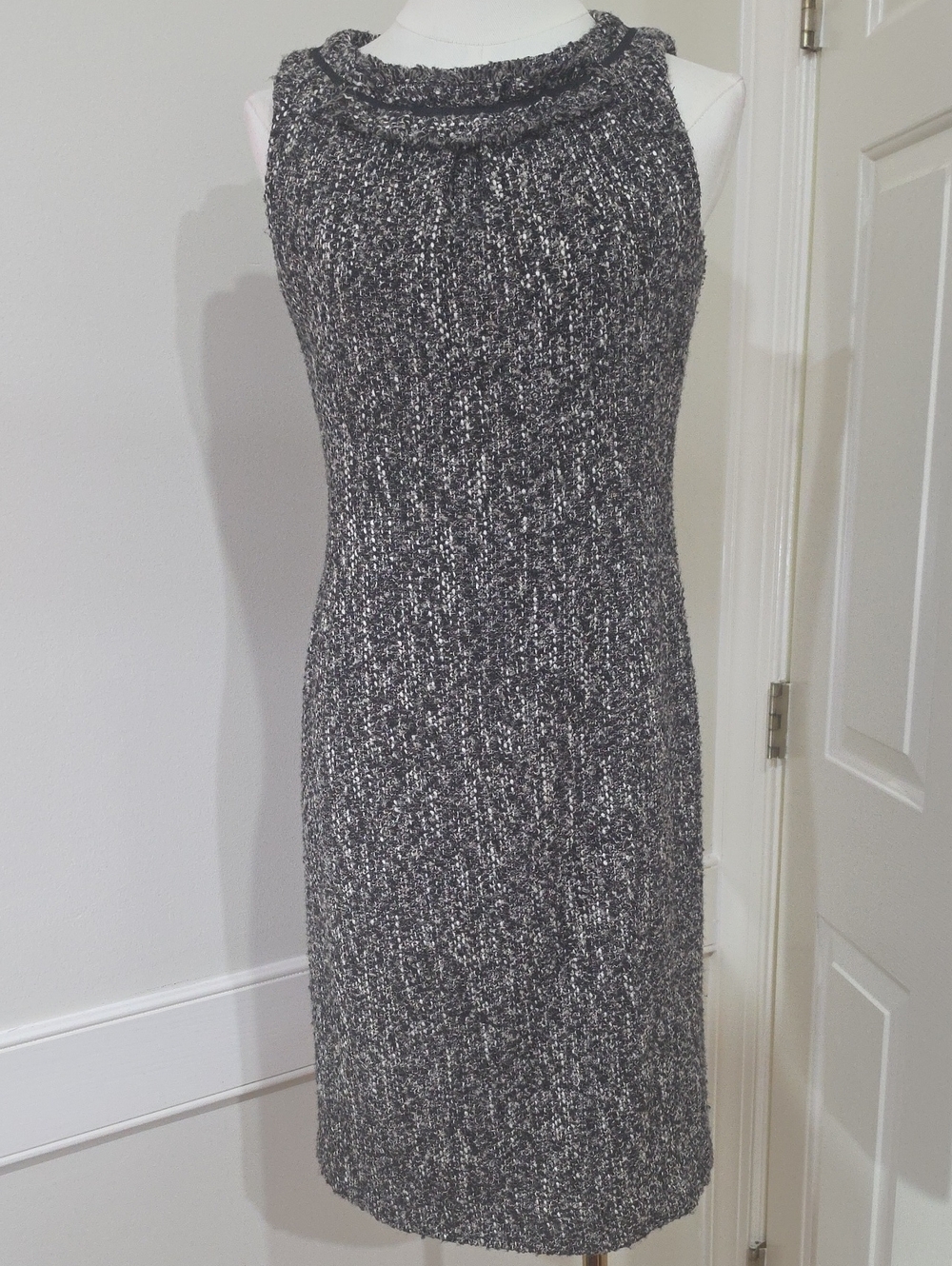 Talbots Wool Blend Tweed Sleeveless Cowl Neck Sheath Dress - Size 2